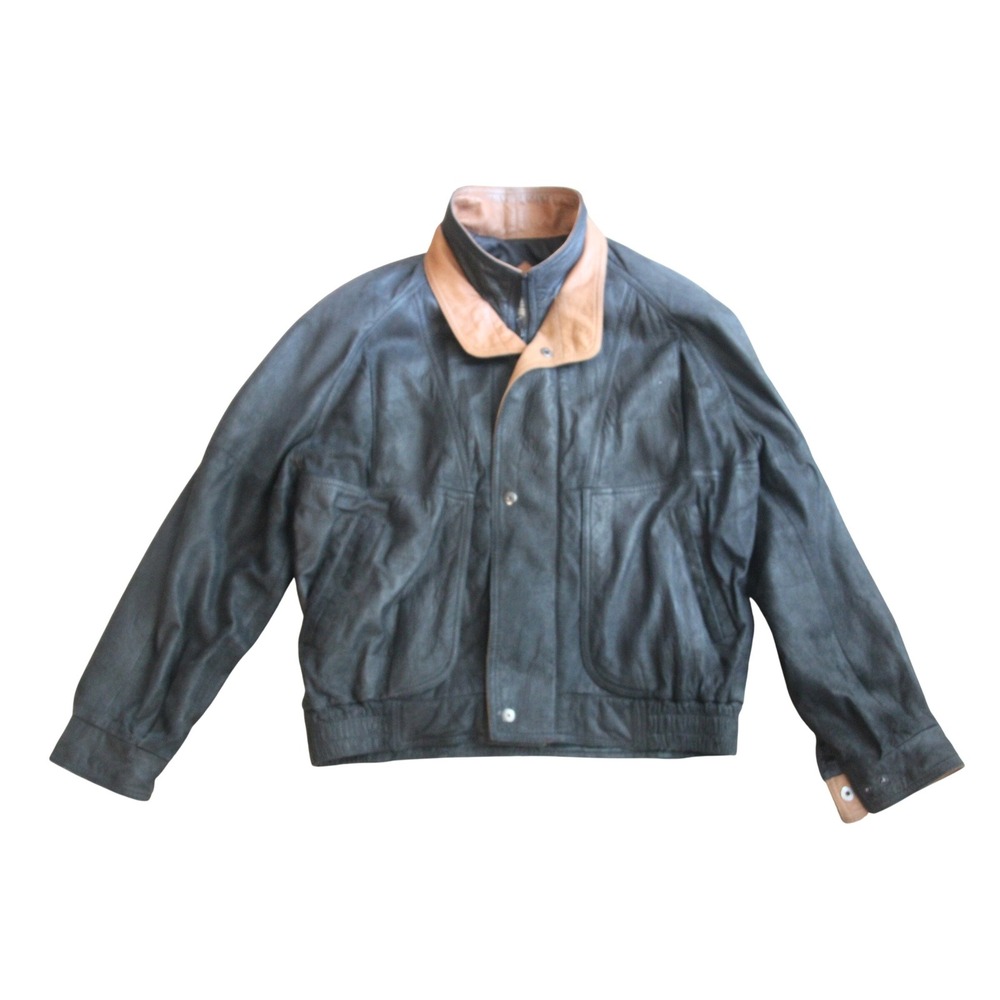 Vintage Remy Made In USA‎ Leather Jacket Men's Size 42 Bomber Full Zip Black